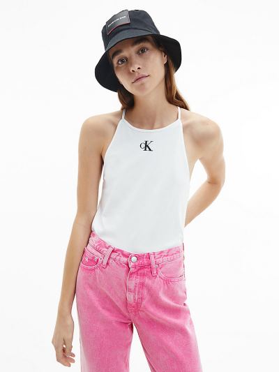 Calvin Klein Ruhák HU870511 | Calvin Klein Organic Cotton Logo Cami Női Felsők Világos Fehér